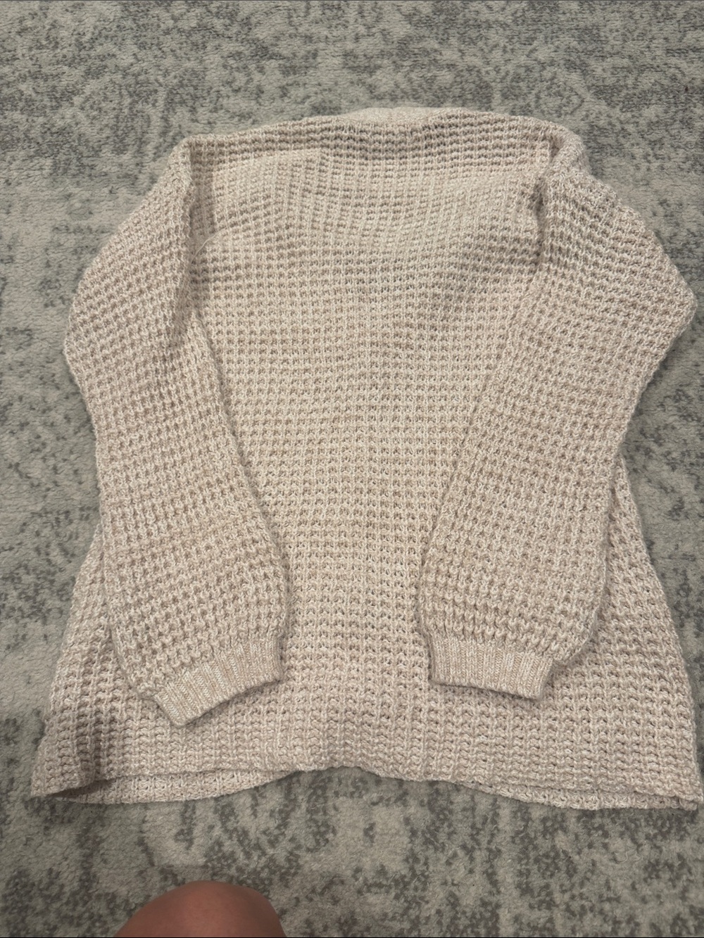 American Eagle Outfitters Cream Waffle-Knit Button Cardigan - Picture 6 of 6